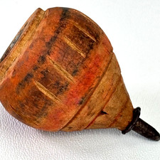 Antique Wooden Turned Plumb Bob with Iron Screw Tip and Green Paint Traces — listing 6
