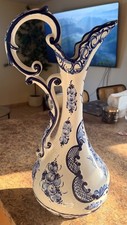 Portuguese Blue and White Hand-Painted Pitcher with Matching Fluted Bowl Portugal only, listing 5