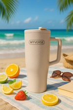 Purple Insulated Stainless Steel Tumbler with Handle and Straw, 1100ml — listing 5