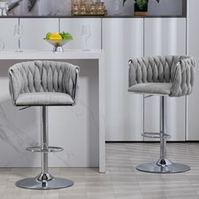 Backless Swivel Counter/Bar Stool with Faux Leather Cushion and Metal Base