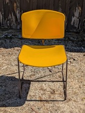 Vintage Steelcase Max Stacker Chrome Wire Frame Side Chair, Orange Upholstery