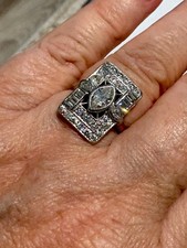 Art Deco Filigree Ring with Old European Cut Diamonds and Sapphire Accents — listing 6