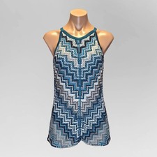 Zigzag Chevron Knit Halter Dress with Orange Tassel Fringe Hem — listing 6