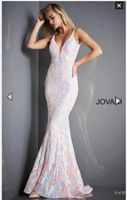 Jovani Hot Pink Satin Formal Gown with Rhinestone Cutout Back, Size 6, listing 6