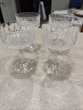 Green Cut-to-Clear Crystal Champagne Coupe with Grapevine Motif and Faceted Stem — listing 5