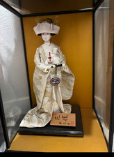 Vintage Japanese Bridal Doll in Silver Brocade Wedding Kimono with Wataboshi Hood — listing 2