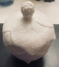 Vintage Milk Glass Grape Pattern Scalloped Footed Candy/Nut Dish — listing 4