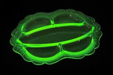 Green Depression Glass Ribbed Salad/Luncheon Plate