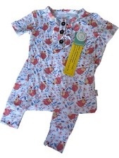 Gigi and Max Bamboo Zip Romper, Pink & Blue Bow Print, Newborn, listing 3