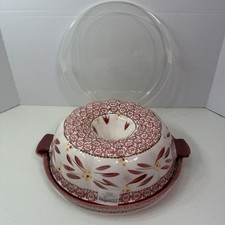 Temp-tations Old World Red Ceramic Bundt Baker with Lid