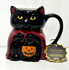 Pair of Figural Grey Tabby Cat Ceramic Mugs with Tail Handles — listing 5