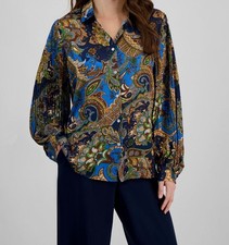 T Tahari Woman Satin Button-Front Shirt, Perfect Camel, Size 2X (NWT) — listing 4