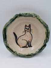 Whimsical Studio Art Pottery Figural Cat Lidded Jar with Bird Finial — listing 5