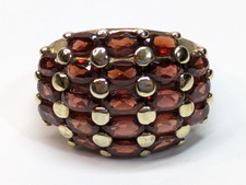 Vintage Gold-Vermeil Sterling Silver Garnet Cluster Ring with Rope Detail Shoulders — listing 5