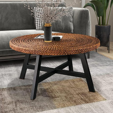 Woven Seagrass Table Lamp with Natural Linen Drum Shade — listing 5
