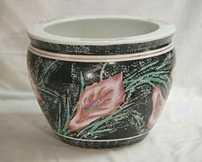 Vintage Chinese Porcelain Fish Bowl Planter Satsuma Style Goldfish Jardinière 9in — listing 2