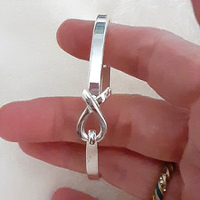 Silver Hook and Eye Bangle Bracelet with Wire-Wrapped Detail — listing 4
