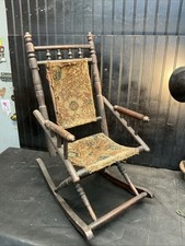 Antique Child's Ladder-Back Rocking Chair with Original Red Paint and Woven Split Seat — listing 6