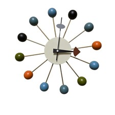 Mid-Century Modern Starburst Sunburst Wall Clock with Walnut Spikes Reproduction or unbranded — listing 2