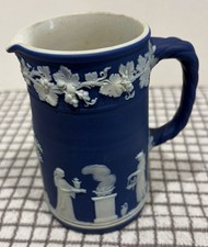 Wedgwood Sage Green Jasperware Milk Jug/Pitcher with Martin's Patent Hanley Hinged Metal Lid