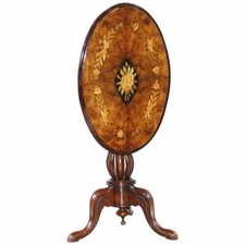 Round Pedestal Bedside Table with Marquetry Sunburst Inlay Top — listing 4