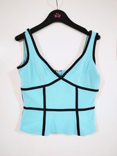 Cache Black & Blush Pink Cage-Trim Cropped V-Neck Top — listing 3
