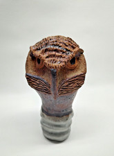 Blown Glass Figural Owl Vase with Amber-to-Blue Sommerso Coloring and Honeycomb Texture — listing 3