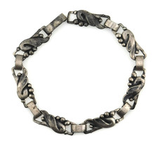John Lauritzen Danish Sterling Silver 924 Twisted Leaf Link Bracelet, 7" x 1/2" — listing 6