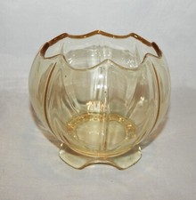 Yellow (Topaz) Depression Glass Console Bowl, Etched Floral Scroll Pattern, 11 inch — listing 6