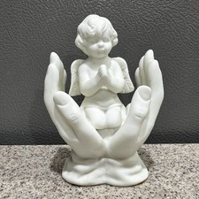 Vintage Bisque Porcelain Praying Cherub Angel Figurine — listing 3