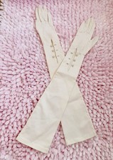 Vintage Chartreuse Satin Wrist-Length Gloves (Single Glove Shown) — listing 5