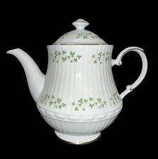 Royal Tara Fine Bone China Small Teapot with Blue Floral Pattern and Gold Trim