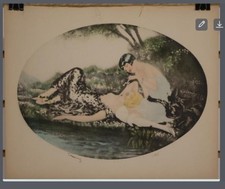 Hand-Colored Limited Edition Etching of a Farmer/Peasant with Straw Hat and Wheat Sheaf, Plate No. 39 — listing 2
