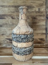 Vintage Art Pottery Vase with Molded Panels of Robed Figures / Foliate Motifs, Matte Brown Ground with Gilt Highlights — listing 6
