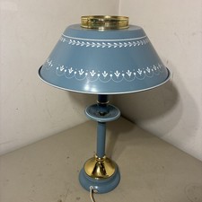 Pair of Vintage Toleware Cylinder Table Lamps with Courting Scene Decoupage and Brass Bases — listing 4