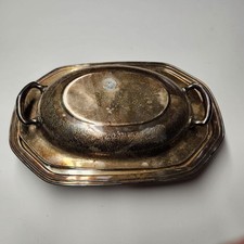 Vintage Silverplate Oval Serving Bowl with Beaded Rim — listing 4