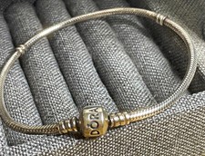 Sterling Silver Snake Chain Charm Bracelet with Heart Lobster Clasp — listing 2