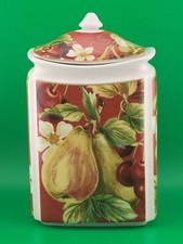 Noble Excellence by Taylor 3-Piece Ceramic Kitchen Canister Set, Red/Brown Jacobean Floral Pattern — listing 4