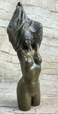 Bronze Nude Female Figure Sculpture on Black Marble Base (Pair / Bookend Style) — listing 4