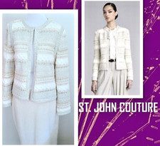 St. John Cream & Gold Metallic Bouclé Knit Jacket Size 6 — listing 5