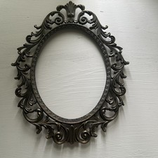 Vintage Ornate Brass Frame with Convex Glass Portrait Print of 18th-Century Lady — listing 5