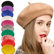 Black Wool Blend French Beret, One Size — listing 3