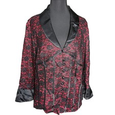 J.R. Nites by Caliendo Vintage Lace Tuxedo Jacket with Sheer Sleeves and Satin Shawl Collar, Size 10 — listing 5