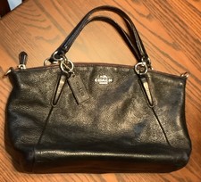Coach Kelsey Satchel in Black Pebble Leather with Floral Rivets, 2-Way Handbag/Crossbody — listing 4