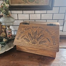 Vintage Carved Oak Serving Tray with "Give Us This Day Our Daily Bread" Farm Scene Relief