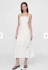 Gap White Textured Windowpane Smocked Bodice Maxi Sundress, Size 8 — listing 4