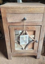 Hand-Carved Mango Wood 2-Drawer Trinket Box / Mini Chest, Boho Whitewash Floral — listing 5