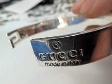 Gucci Sterling Silver Engraved Logo Cuff Bracelet Made in Italy — listing 2