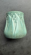 Rookwood Pottery Floriform Vase with Ruffled Rim, Blue-Green Drip Glaze, 7 in