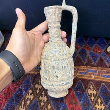 Ancient Roman Green Glass Handled Jug with Iridescent Patina — listing 6